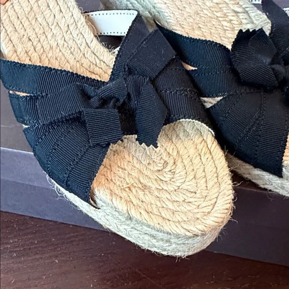 Stubbs & Wootton Black and Tan Espadrille Slides 38